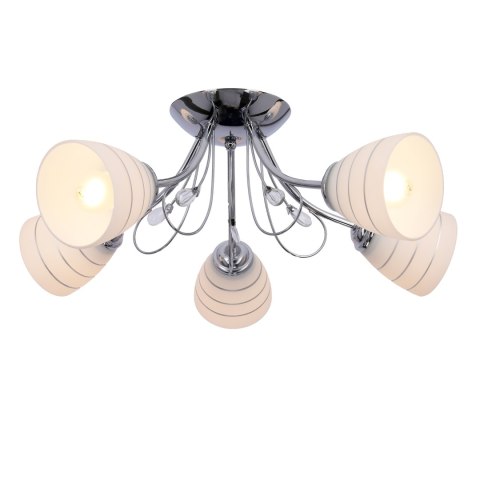 SIMPLI LAMPA WISZĄCA 5*40W E27 CHROM Z KRYSZTAŁKIEM+KLOSZ Z PASKIEM