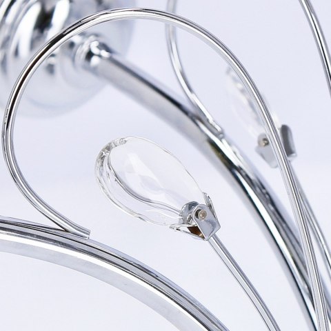 SIMPLI LAMPA WISZĄCA 5*40W E27 CHROM Z KRYSZTAŁKIEM+KLOSZ Z PASKIEM