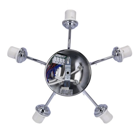 SIMPLI LAMPA WISZĄCA 5*40W E27 CHROM Z KRYSZTAŁKIEM+KLOSZ Z PASKIEM