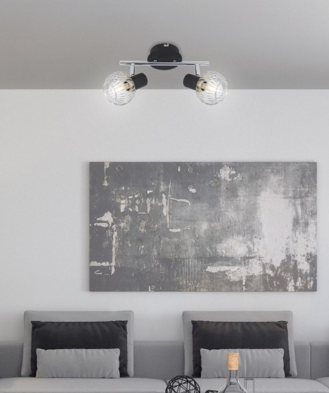 OSLO LAMPA SUFITOWA LISTWA 2X40W E14 CZARNY/CHROM