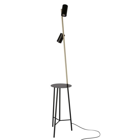 PERRET LAMPA PODŁOGOWA CZARNY+ZŁOTY MATOWY 2X15W GU10 KLOSZ CZARNY
