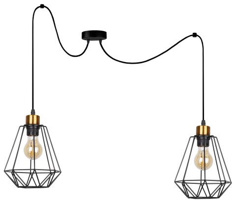 Primo p lampa wisząca czarny+złoty 2x60w e27 klosz czarny Primo p lampa wisząca czarny+złoty 2x60w e27 klosz czarny
