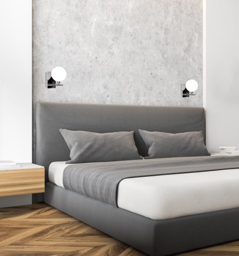 Raisa lampa kinkiet chromowy 1x40w g9 klosz biały Raisa lampa kinkiet chromowy 1x40w g9 klosz biały