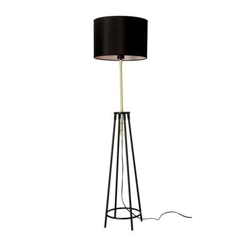 TEGOLA LAMPA PODŁOGOWA CZARNY+ZŁOTY MATOWY 1X60W E27 ABAŻUR CZARNY