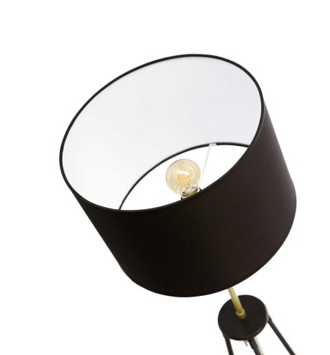 TEGOLA LAMPA PODŁOGOWA CZARNY+ZŁOTY MATOWY 1X60W E27 ABAŻUR CZARNY