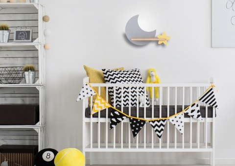 LAMPA MOON KINKIET ŚCIENNY 5W LED IQ KIDS SZARY+ZŁOTY