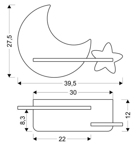 LAMPA MOON KINKIET ŚCIENNY 5W LED IQ KIDS SZARY+ZŁOTY