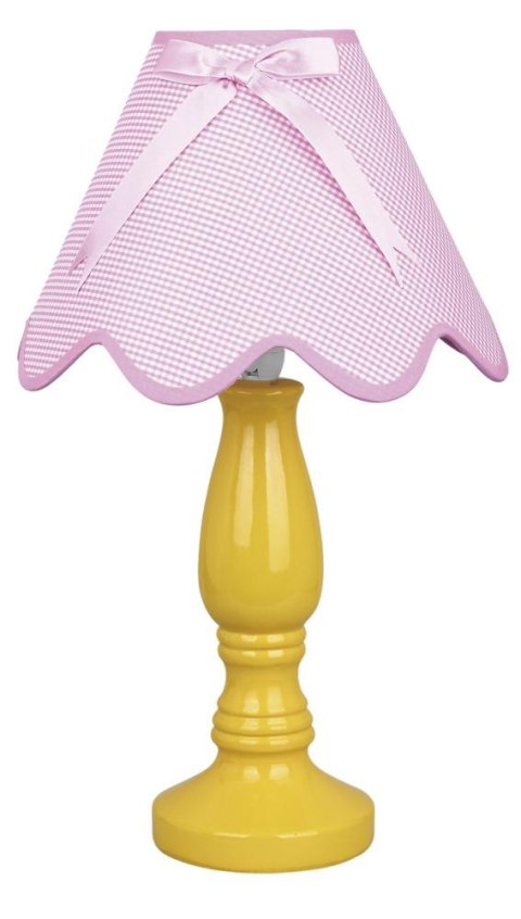 LAMPKA LOLA GABINETOWA ŻÓŁTA 1X40W E14 ABAŻUR RÓŻOWY LAMPKA LOLA GABINETOWA ŻÓŁTA 1X40W E14 ABAŻUR RÓŻOWY