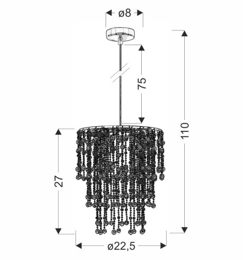 RONI LAMPA WISZĄCA 1X60W E27 ABAŻUR CHROMOWY