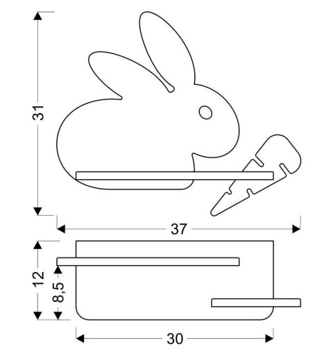 Rabbit lampa kinkiet 4w led 4000k iq kids szary+biały