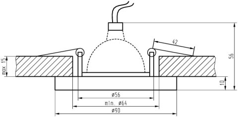 SS-15 CH/BK MR16 CHROM oczko sufitowe lampa sufitowa STAŁA OKRĄGŁA SZKŁO CZARNE