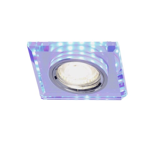 SS-22 CH/TR+BL GU10 50W+LED SMD 2 1W NIEBIESKI 230V CHROM oczko sufitowe lampa sufitowa STAŁA KWADRATOWA SZKŁO TRANSPARENTNE