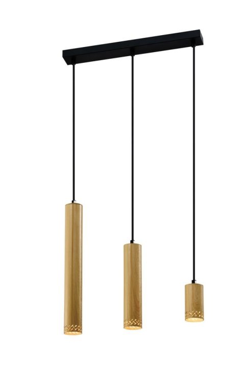 Tubo lampa wisząca czarny 3x25w gu10 klosz mix drewniany Tubo lampa wisząca czarny 3x25w gu10 klosz mix drewniany