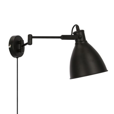 Espera lampa kinkiet 1x40w e27 czarny z przewodem przył. z wtyczką i włącznikiem