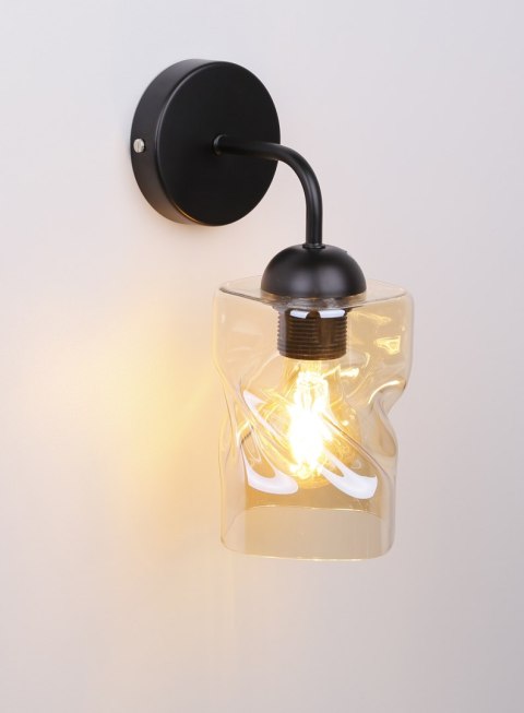 Felis lampa kinkiet czarny 1x60w e27 klosz bursztynowy