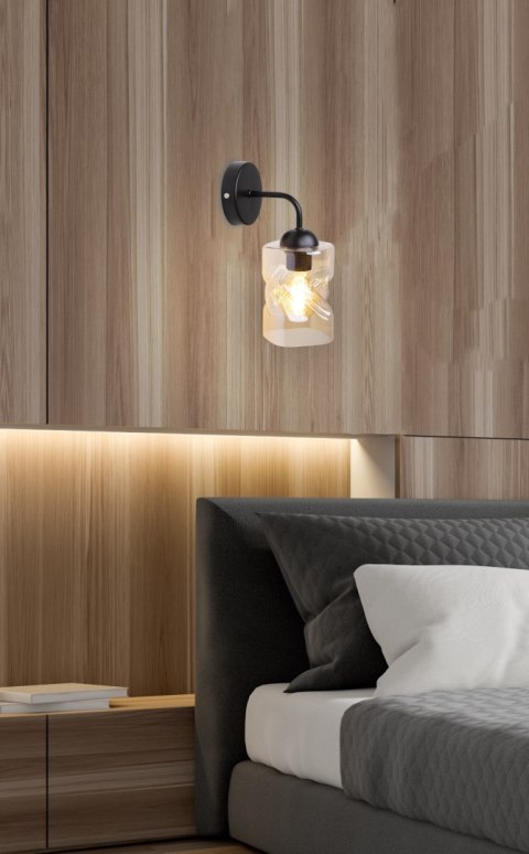 Felis lampa kinkiet czarny 1x60w e27 klosz bursztynowy