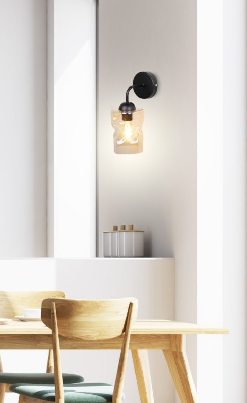 Felis lampa kinkiet czarny 1x60w e27 klosz bursztynowy