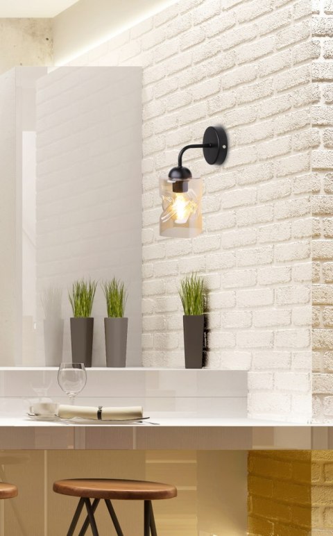 Felis lampa kinkiet czarny 1x60w e27 klosz bursztynowy