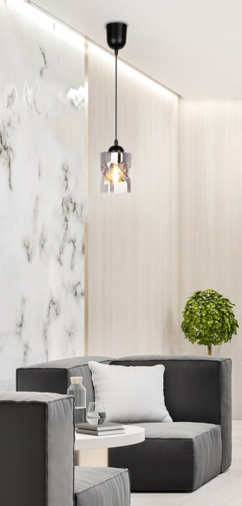 Felis lampa wisząca czarny 1x60w e27 klosz dymiony