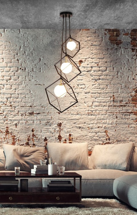 LAMPA WISZACA WEERT 3 CZARNY ZŁOTY 120x20x28 LAMPA WISZACA WEERT 3 CZARNY ZŁOTY 120x20x28