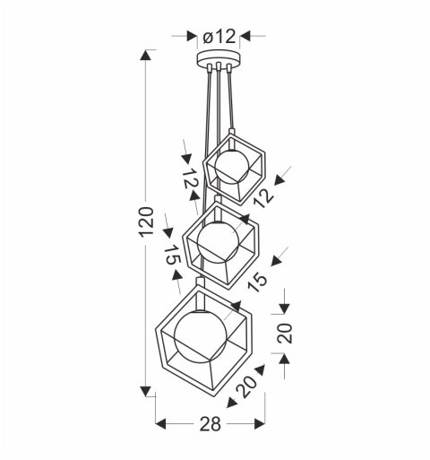 LAMPA WISZACA WEERT 3 CZARNY ZŁOTY 120x20x28 LAMPA WISZACA WEERT 3 CZARNY ZŁOTY 120x20x28