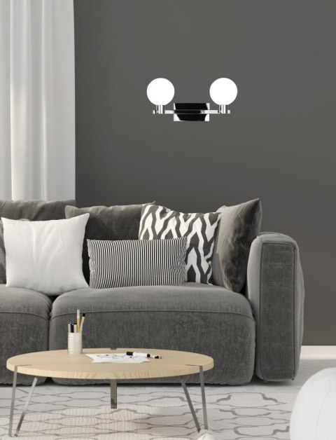 Maldus lampa kinkiet chromowy 2x40w g9 klosz biały Maldus lampa kinkiet chromowy 2x40w g9 klosz biały