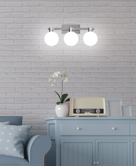 Maldus lampa kinkiet chromowy 3x40w g9 klosz biały Maldus lampa kinkiet chromowy 3x40w g9 klosz biały