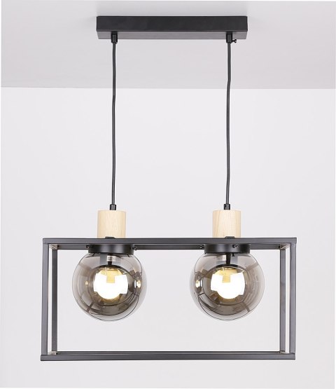 Retro 2 lampa wisząca czarny 2x40w e27 klosz dymiony Retro 2 lampa wisząca czarny 2x40w e27 klosz dymiony
