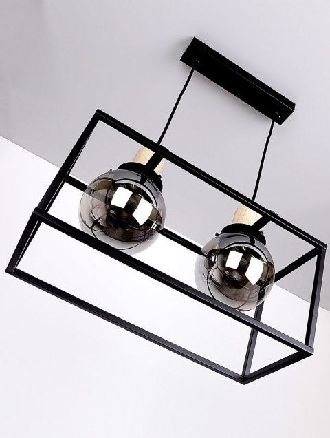 Retro 2 lampa wisząca czarny 2x40w e27 klosz dymiony Retro 2 lampa wisząca czarny 2x40w e27 klosz dymiony