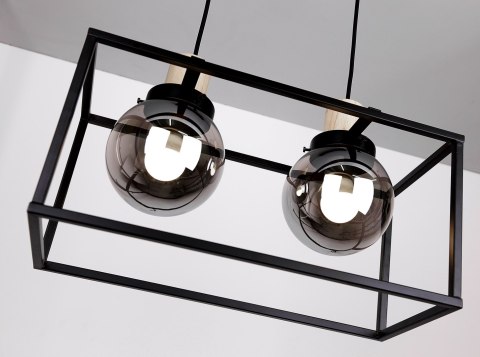 Retro 2 lampa wisząca czarny 2x40w e27 klosz dymiony Retro 2 lampa wisząca czarny 2x40w e27 klosz dymiony