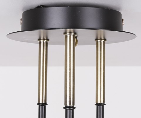 Unica lampa sufitowa czarny+złoty 3x40w e27 klosz dymiony