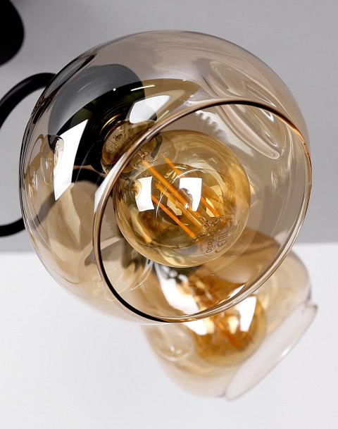 Unica lampa sufitowa czarny+złoty 5x40w e27 klosz dymiony
