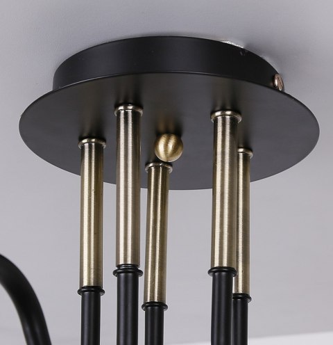 Unica lampa sufitowa czarny+złoty 5x40w e27 klosz dymiony