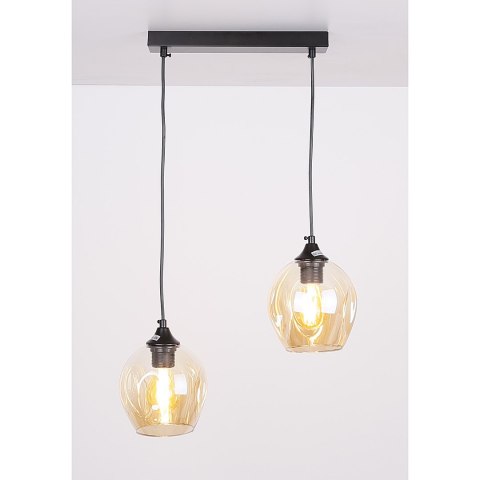 Aspa lampa wisząca czarny 2x40w e27 klosz brązowy