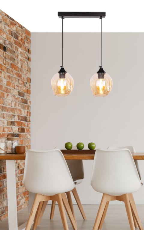 Aspa lampa wisząca czarny 2x40w e27 klosz brązowy