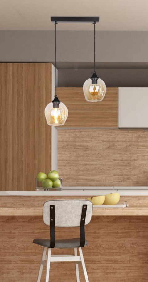 Aspa lampa wisząca czarny 2x40w e27 klosz brązowy