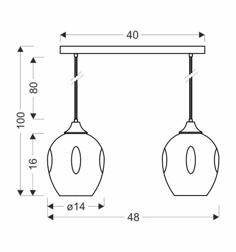 Aspa lampa wisząca czarny 2x40w e27 klosz brązowy
