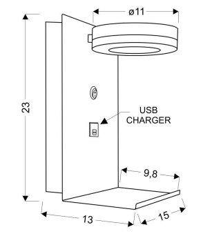 COMPACT LAMPA KINKIET 4W LED BIAŁY + ŁADOWARKA USB