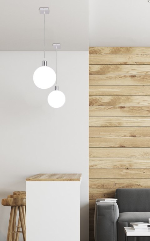 Oden lampa wisząca chromowy 1x40w g9 klosz biały 15cm Oden lampa wisząca chromowy 1x40w g9 klosz biały 15cm