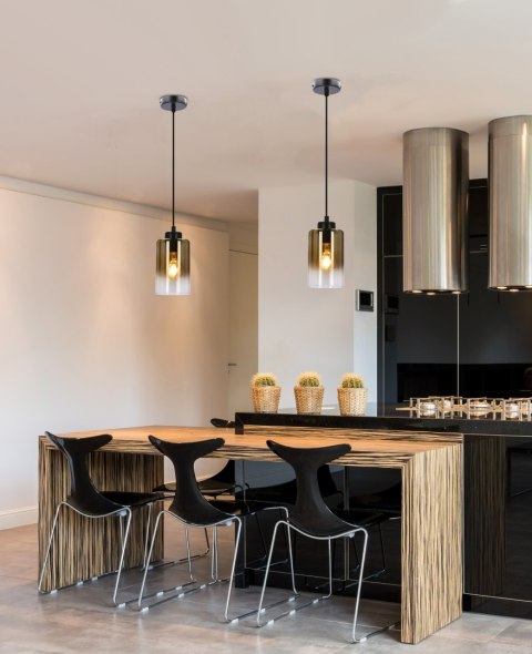 Aspra lampa wisząca czarny 1x60w e27 klosz bursztynowy Aspra lampa wisząca czarny 1x60w e27 klosz bursztynowy