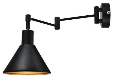 COPENHAGEN LAMPA KINKIET 1X40W E14 CZARNY ŚRDEK ZŁOTY