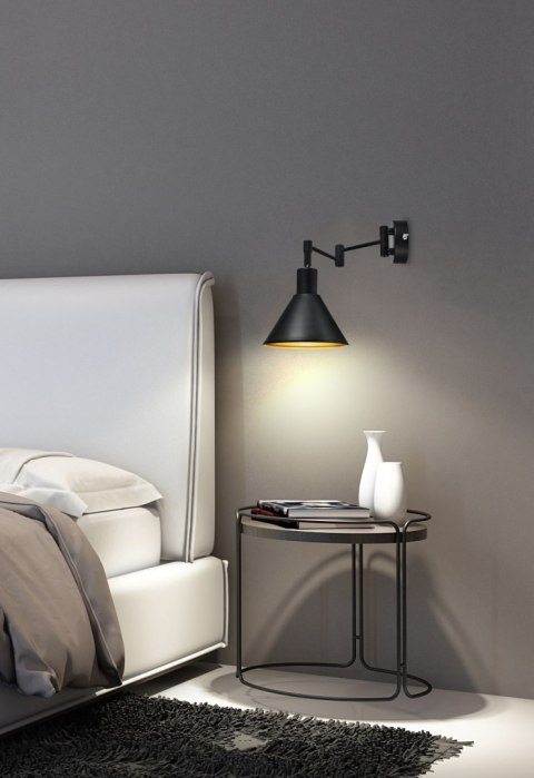 COPENHAGEN LAMPA KINKIET 1X40W E14 CZARNY ŚRDEK ZŁOTY