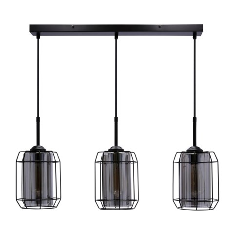 Jonera lampa wisząca czarny 3x40w e27 klosz dymiony Jonera lampa wisząca czarny 3x40w e27 klosz dymiony
