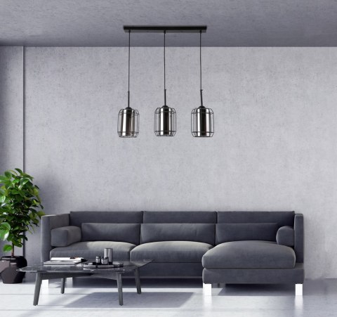 Jonera lampa wisząca czarny 3x40w e27 klosz dymiony Jonera lampa wisząca czarny 3x40w e27 klosz dymiony