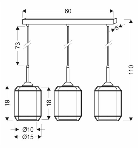 Jonera lampa wisząca czarny 3x40w e27 klosz dymiony Jonera lampa wisząca czarny 3x40w e27 klosz dymiony