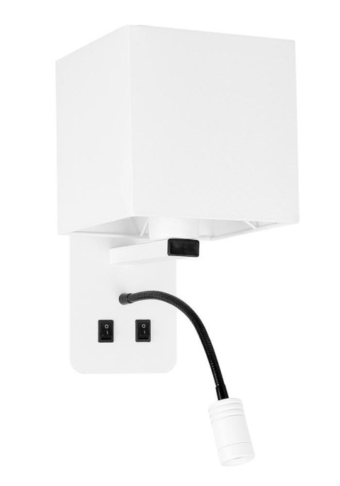 MAGNUM 2 LAMPA KINKIET PROSTOKĄTNY 1X40W E27+3W LED ABAŻUR KWADRAT BIAŁY MAGNUM 2 LAMPA KINKIET PROSTOKĄTNY 1X40W E27+3W LED ABAŻUR KWADRAT BIAŁY