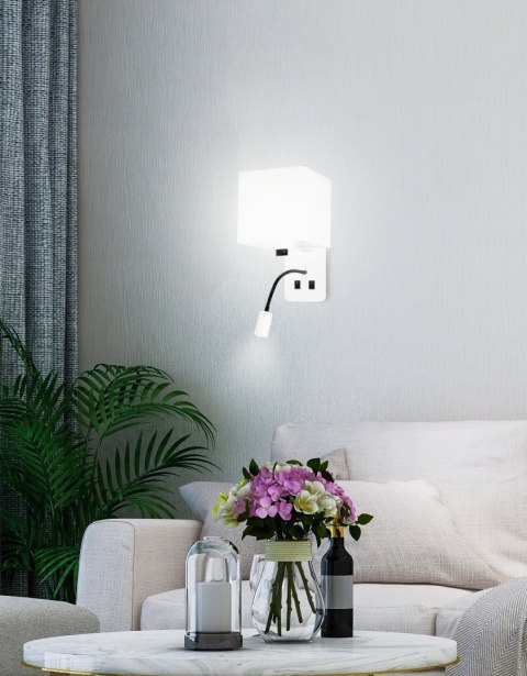 MAGNUM 2 LAMPA KINKIET PROSTOKĄTNY 1X40W E27+3W LED ABAŻUR KWADRAT BIAŁY MAGNUM 2 LAMPA KINKIET PROSTOKĄTNY 1X40W E27+3W LED ABAŻUR KWADRAT BIAŁY