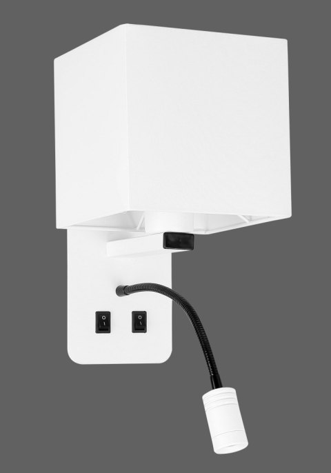 MAGNUM 2 LAMPA KINKIET PROSTOKĄTNY 1X40W E27+3W LED ABAŻUR KWADRAT BIAŁY MAGNUM 2 LAMPA KINKIET PROSTOKĄTNY 1X40W E27+3W LED ABAŻUR KWADRAT BIAŁY