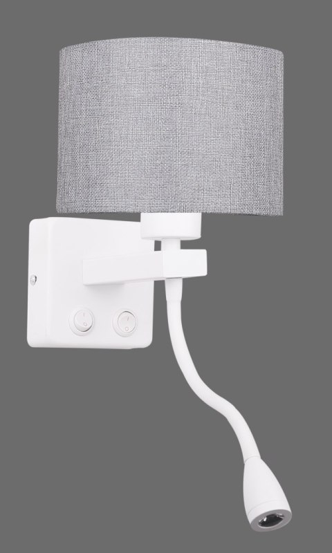 POLO KINKIET 1X40W E27 + 2W LED BIAŁY ABAŻ. OKRĄGŁY SZARY