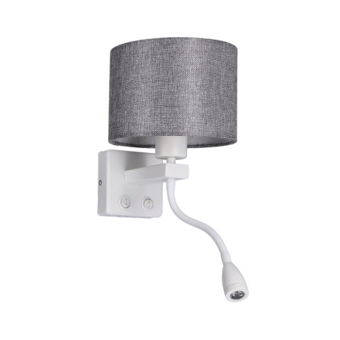 POLO KINKIET 1X40W E27 + 2W LED BIAŁY ABAŻ. OKRĄGŁY SZARY